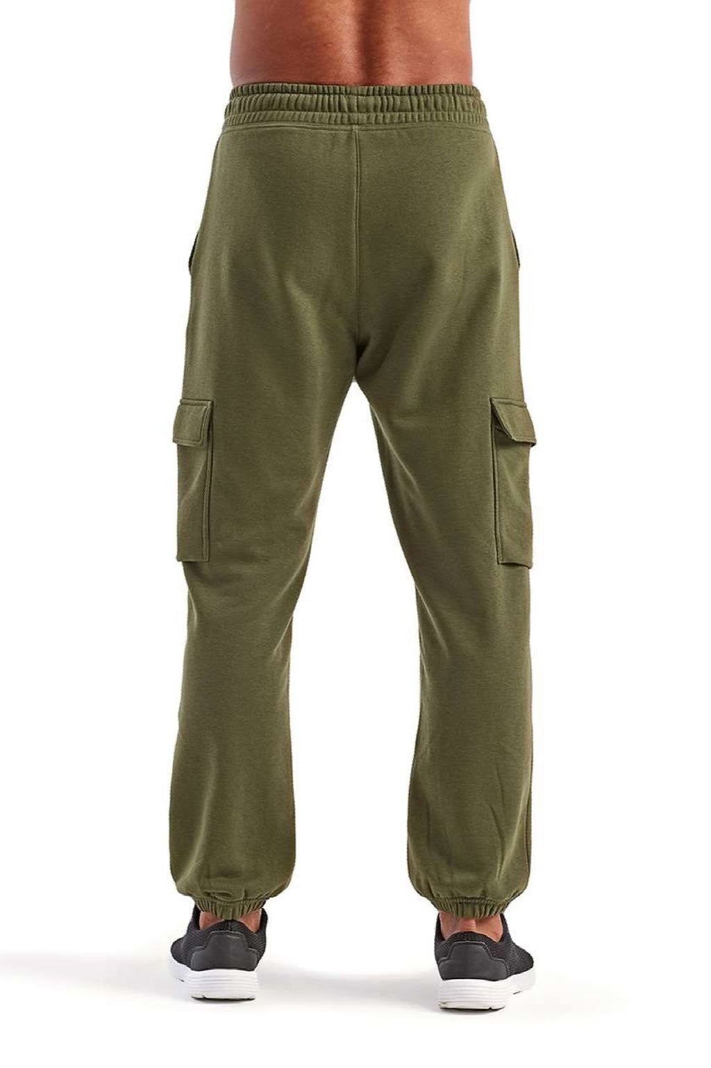 TriDri TD604 Mens Riley Cargo Jogger Sweatpants Olive Green Model Back