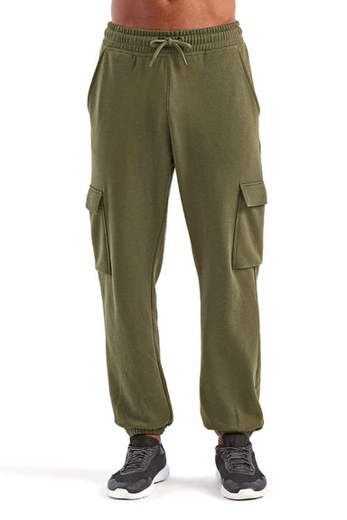 TriDri TD604 Mens Riley Cargo Jogger Sweatpants Olive Green Model Front