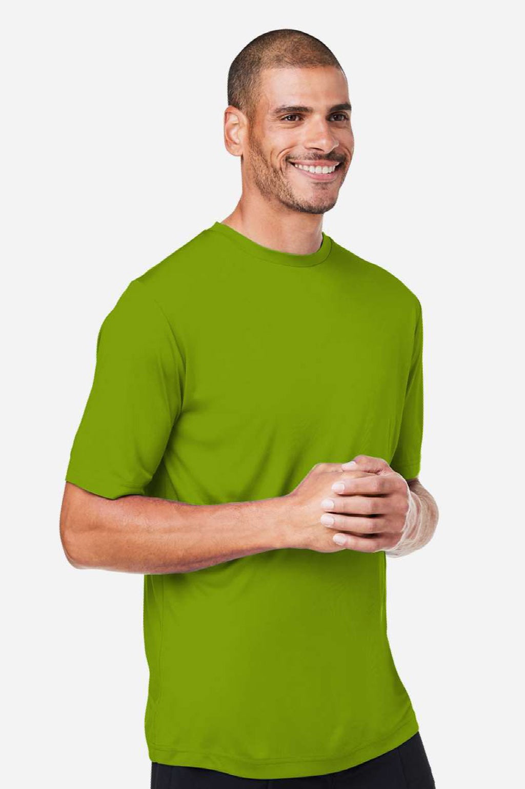 Core 365 CE10 Mens Capital Performance Short Sleeve Crewneck T-Shirt Acid Green Model Side