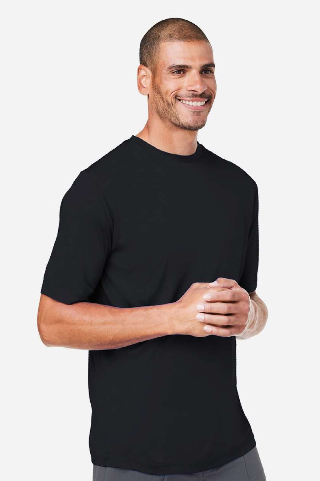 Core 365 CE10 Mens Capital Performance Short Sleeve Crewneck T-Shirt Black Model Side