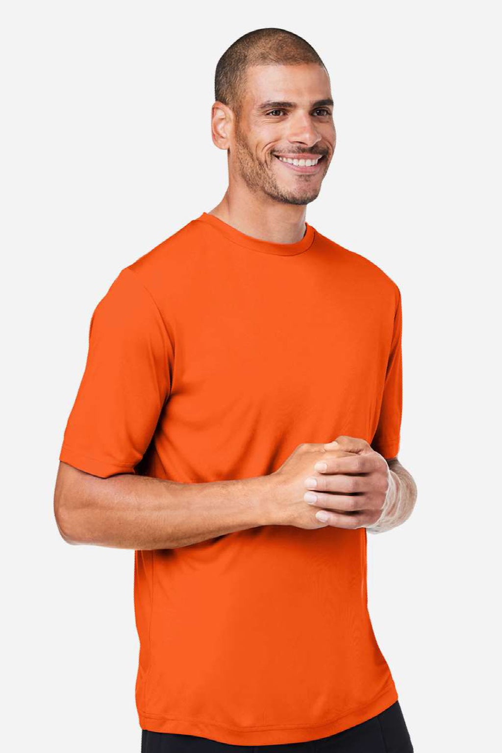 Core 365 CE10 Mens Capital Performance Short Sleeve Crewneck T-Shirt Campus Orange Model Side