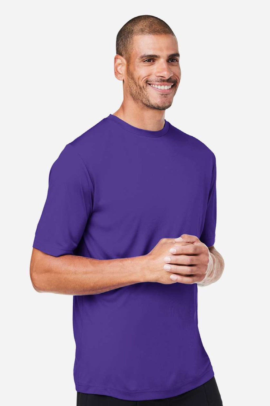 Core 365 CE10 Mens Capital Performance Short Sleeve Crewneck T-Shirt Campus Purple Model Side