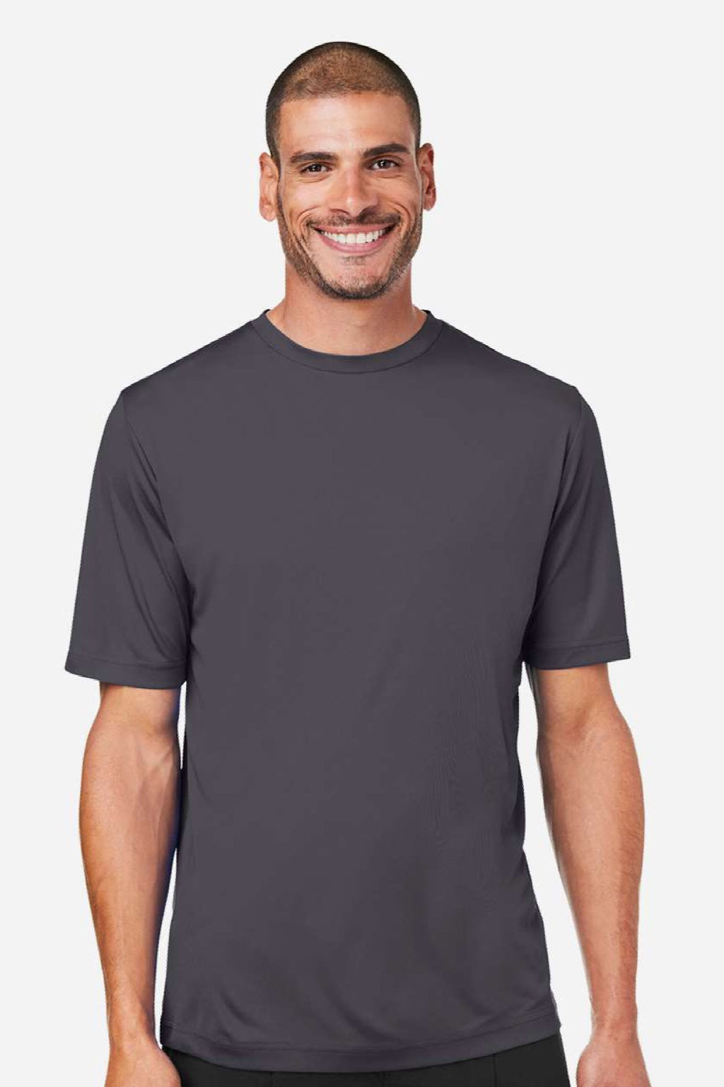 Core 365 CE10 Mens Capital Performance Short Sleeve Crewneck T-Shirt Carbon Grey Model Front