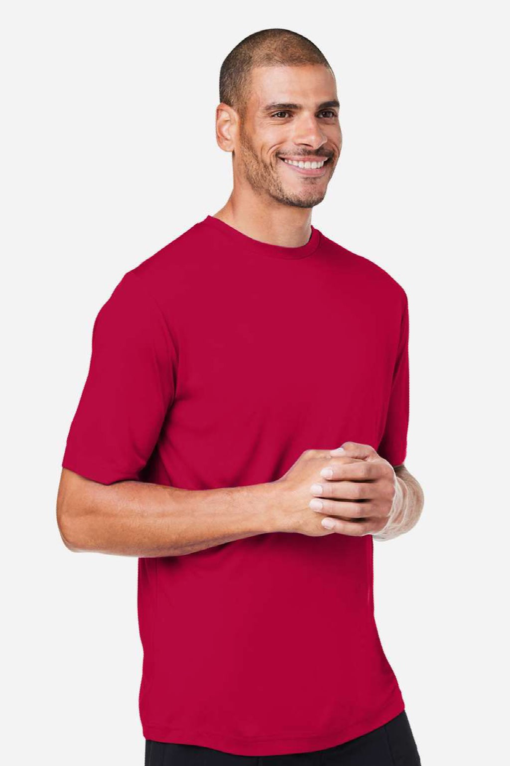 Core 365 CE10 Mens Capital Performance Short Sleeve Crewneck T-Shirt Classic Red Model Side