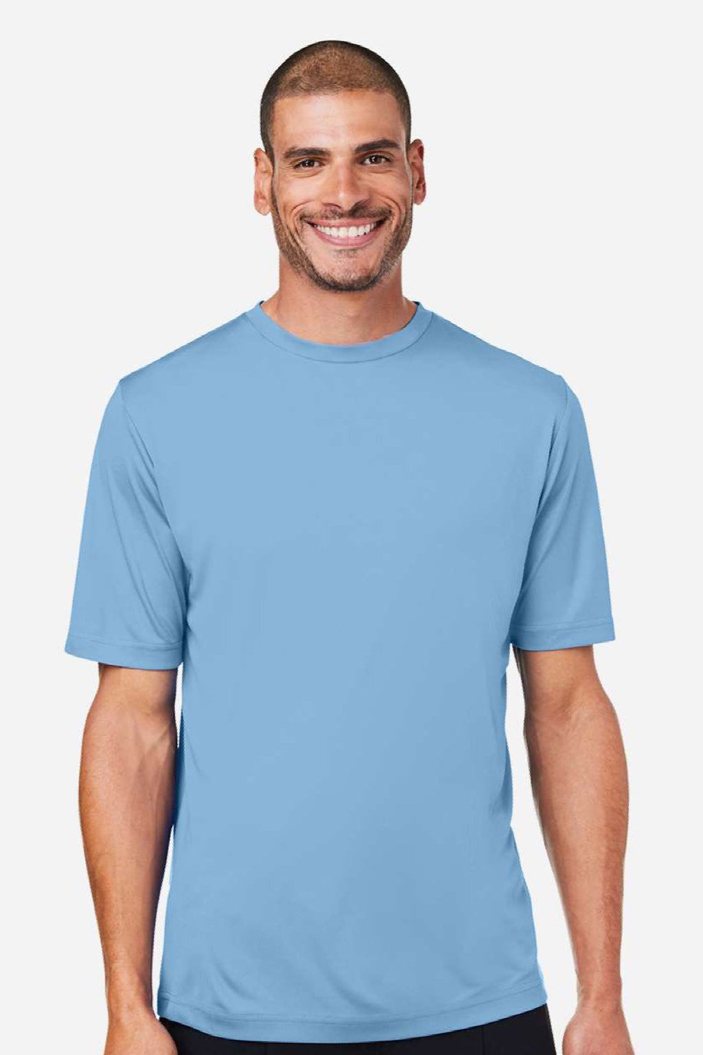 Core 365 CE10 Mens Capital Performance Short Sleeve Crewneck T-Shirt Columbia Blue Model Front