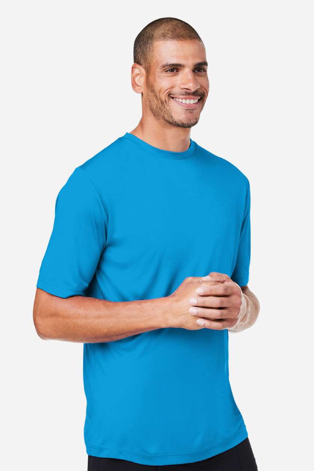Core 365 CE10 Mens Capital Performance Short Sleeve Crewneck T-Shirt Electric Blue Model Side