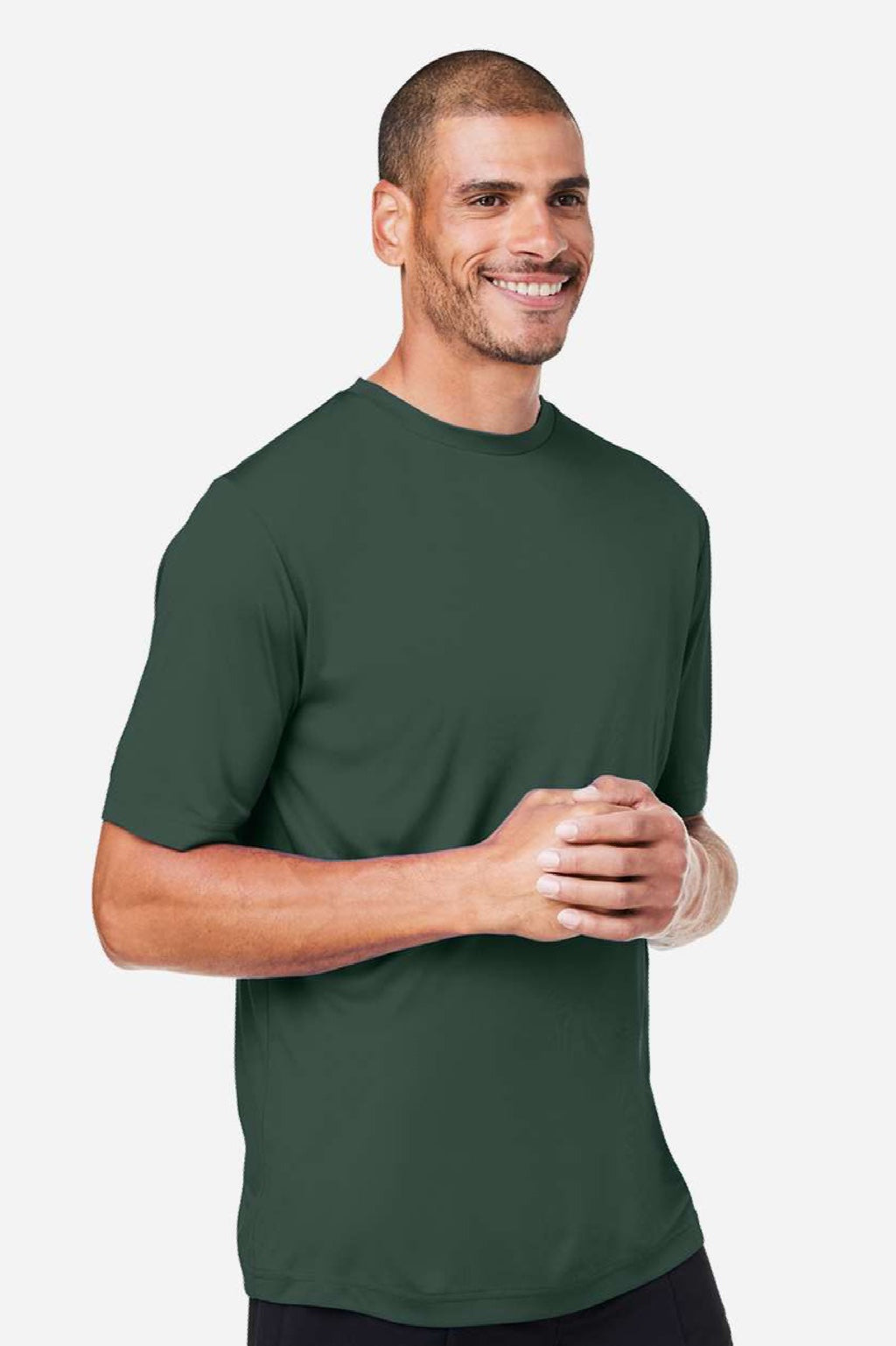 Core 365 CE10 Mens Capital Performance Short Sleeve Crewneck T-Shirt Forest Green Model Side