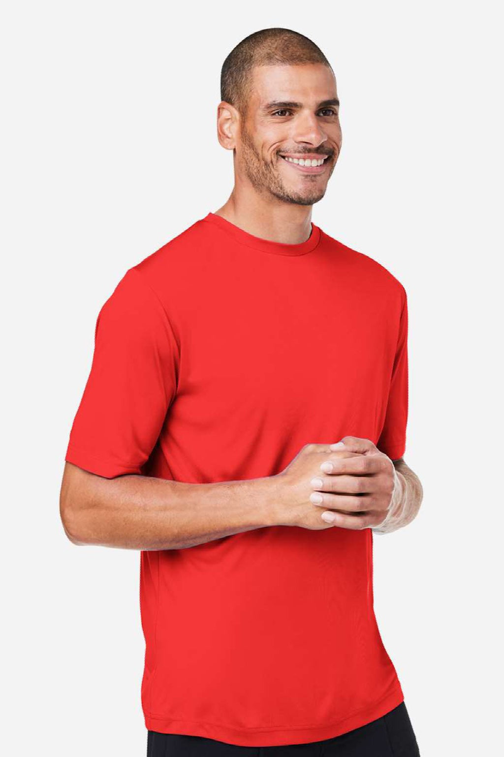 Core 365 CE10 Mens Capital Performance Short Sleeve Crewneck T-Shirt Marina Red Model Side