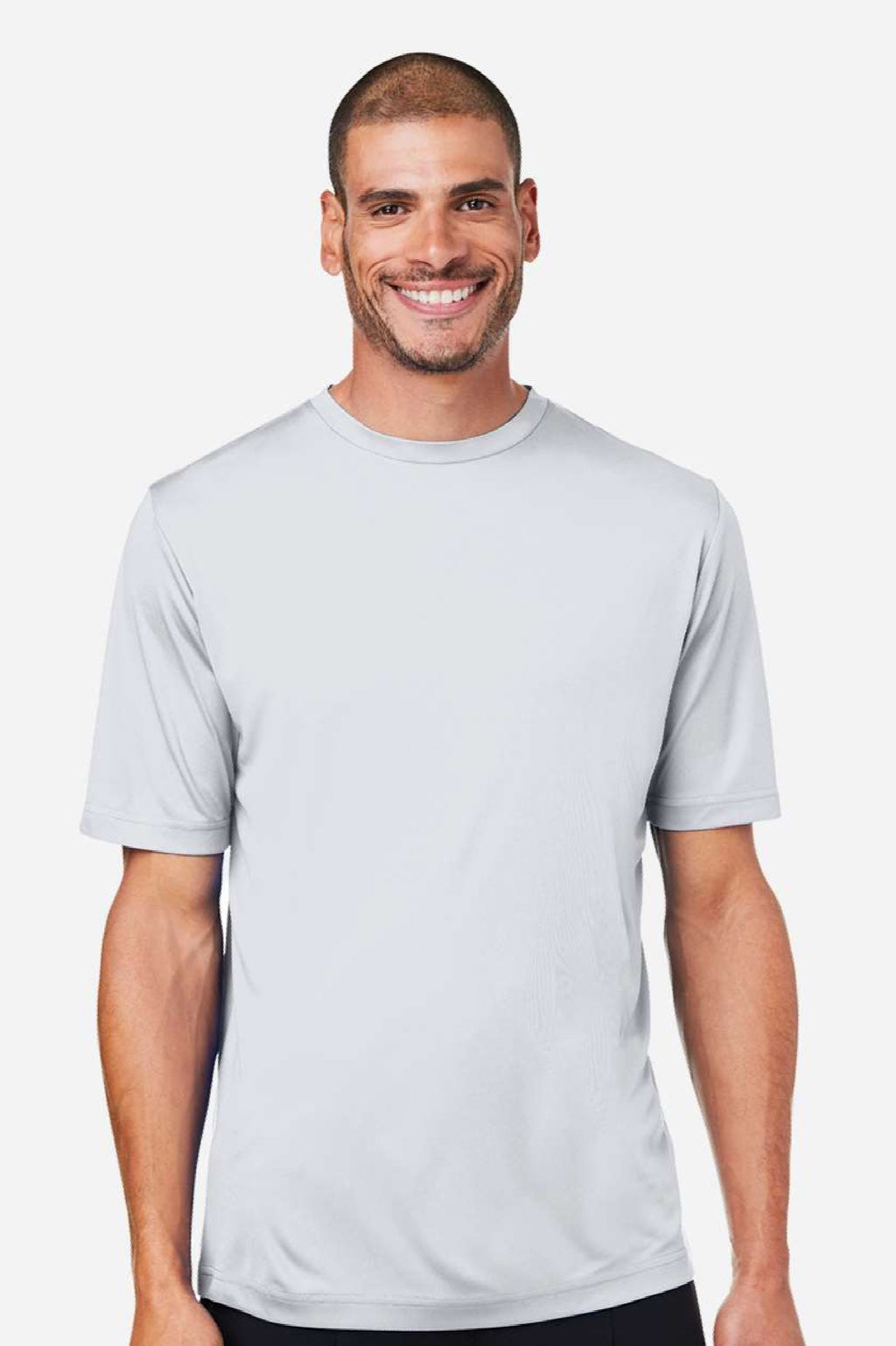Core 365 CE10 Mens Capital Performance Short Sleeve Crewneck T-Shirt Platinum Grey Model Front