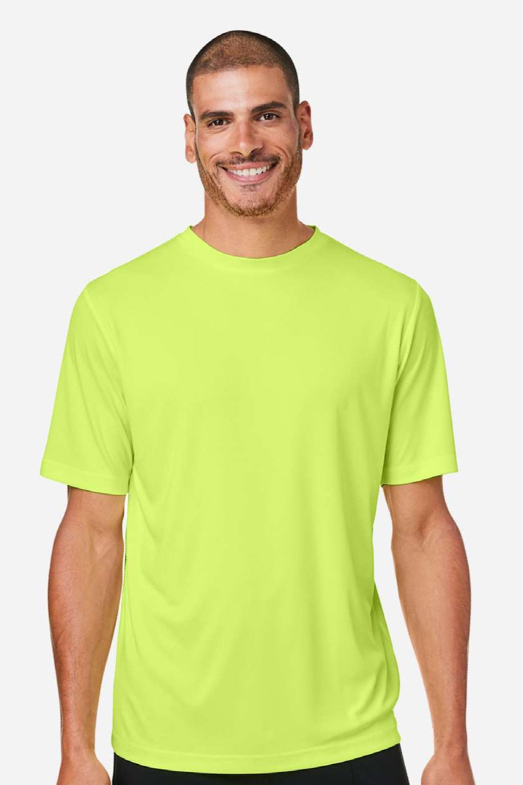 Core 365 CE10 Mens Capital Performance Short Sleeve Crewneck T-Shirt Safety Yellow Model Front