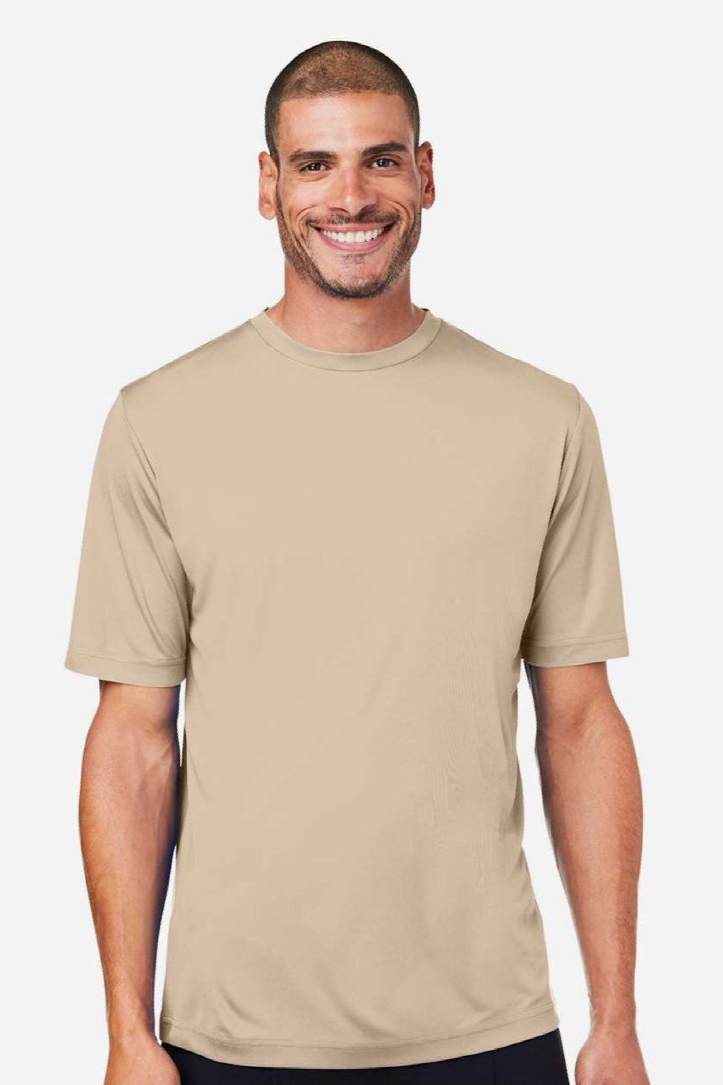 Core 365 CE10 Mens Capital Performance Short Sleeve Crewneck T-Shirt Stone Brown Model Front