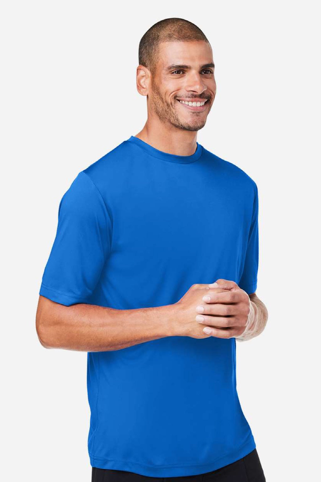 Core 365 CE10 Mens Capital Performance Short Sleeve Crewneck T-Shirt True Royal Blue Model Side