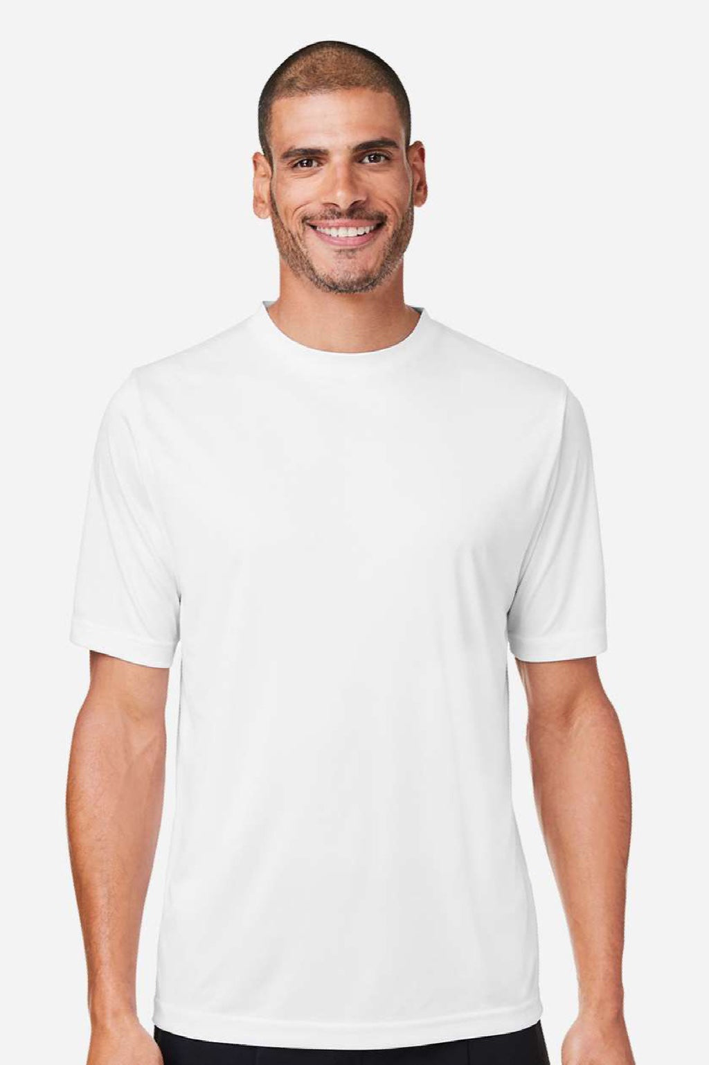 Core 365 CE10 Mens Capital Performance Short Sleeve Crewneck T-Shirt White Model Front
