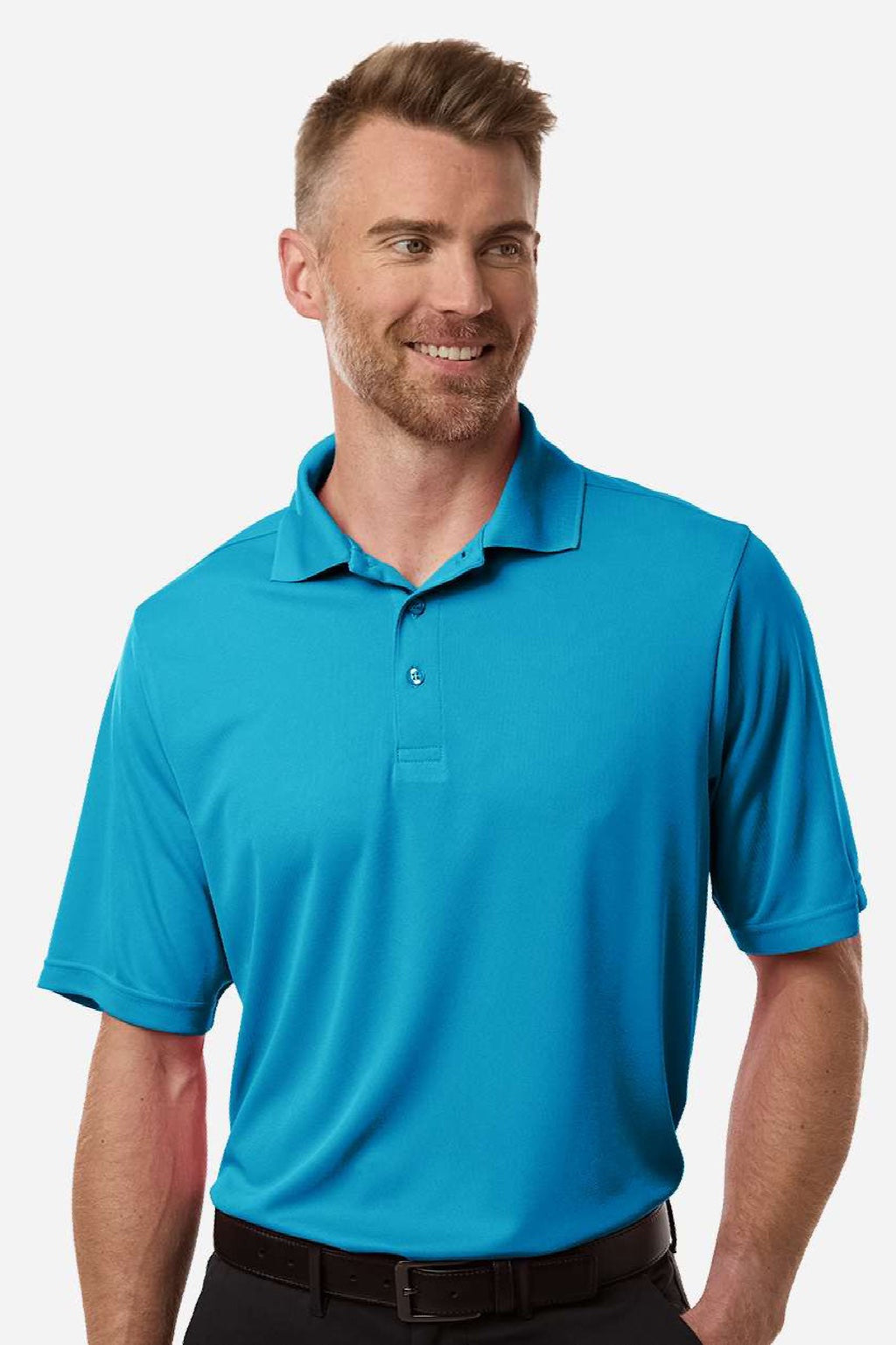 Core 365 CE108 Mens Nova Performance Pique Short Sleeve Polo Shirt Electric Blue Model Front