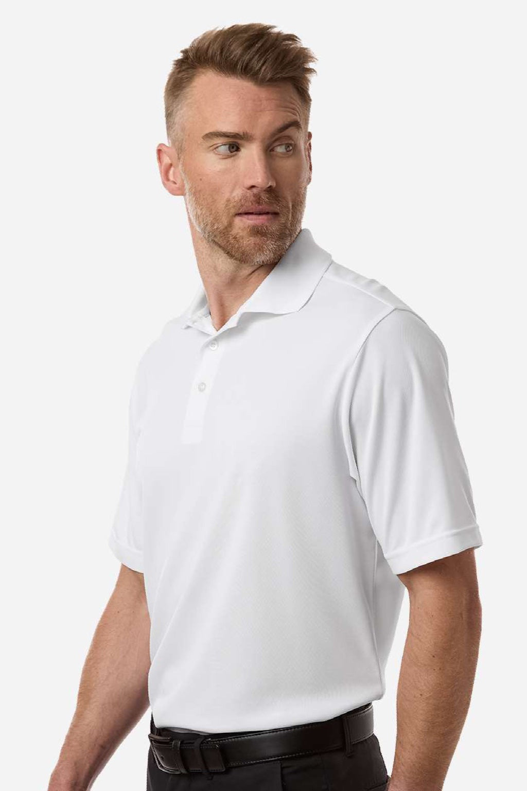Core 365 CE108 Mens Nova Performance Pique Short Sleeve Polo Shirt White Model Side