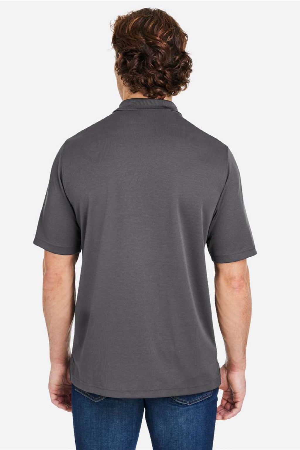 Core 365 CE104 Mens Market Snag Resistant Mesh Short Sleeve Polo Shirt Carbon Grey Model Back