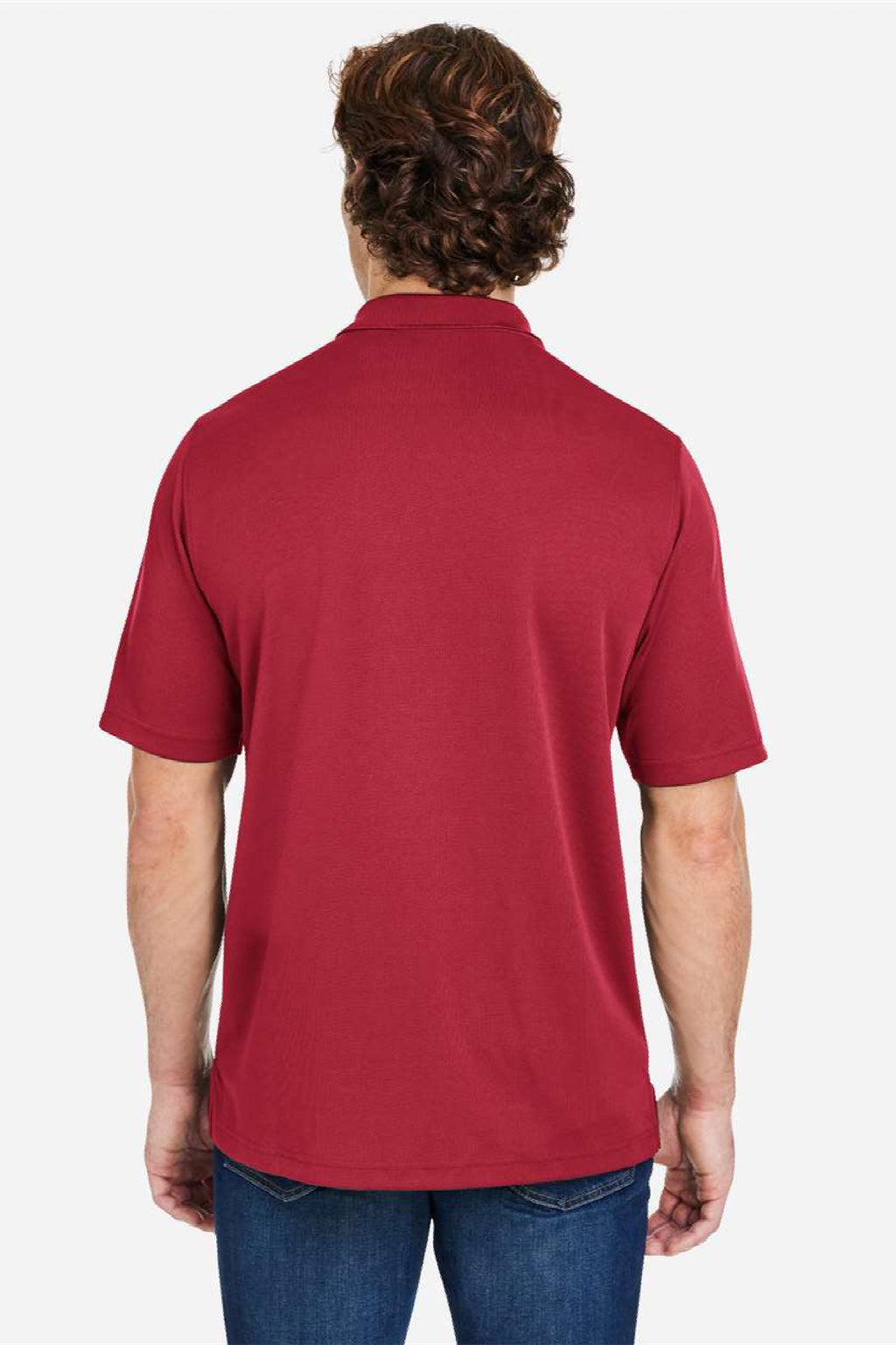 Core 365 CE104 Mens Market Snag Resistant Mesh Short Sleeve Polo Shirt Classic Red Model Back