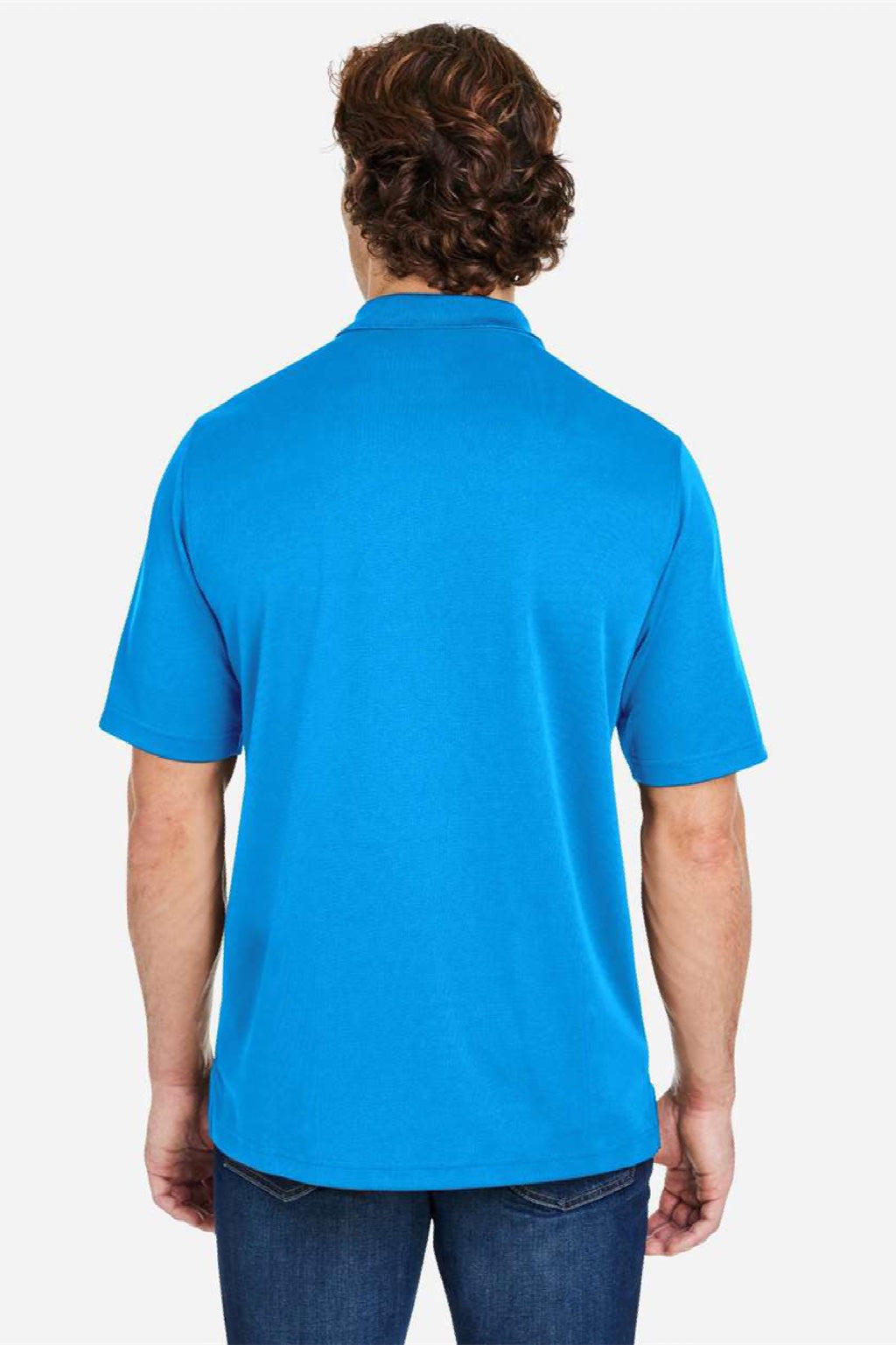 Core 365 CE104 Mens Market Snag Resistant Mesh Short Sleeve Polo Shirt Electric Blue Model Back
