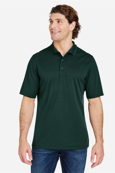 Core 365 CE104 Mens Market Snag Resistant Mesh Short Sleeve Polo Shirt Forest Green Model Front