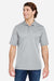 Core 365 CE104 Mens Market Snag Resistant Mesh Short Sleeve Polo Shirt Platinum Grey Model Front