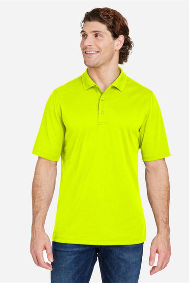 Core 365 CE104 Mens Market Snag Resistant Mesh Short Sleeve Polo Shirt Safety Yellow Model Front