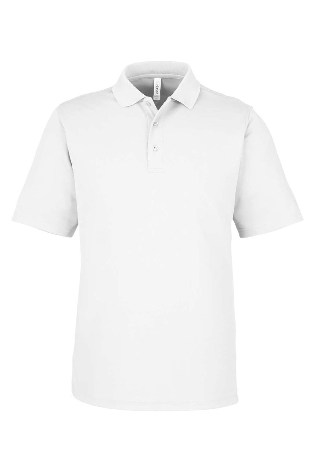 Core 365 CE104 Mens Market Snag Resistant Mesh Short Sleeve Polo Shirt White Flat Front