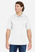 Core 365 CE104 Mens Market Snag Resistant Mesh Short Sleeve Polo Shirt White Model Front