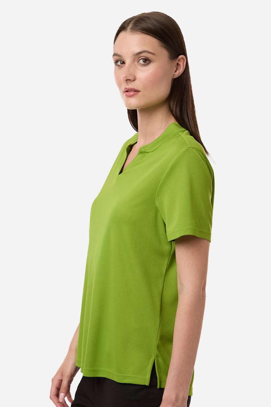 Core 365 CE108W Womens Nova Performance Pique Short Sleeve Polo Shirt Acid Green Model Side