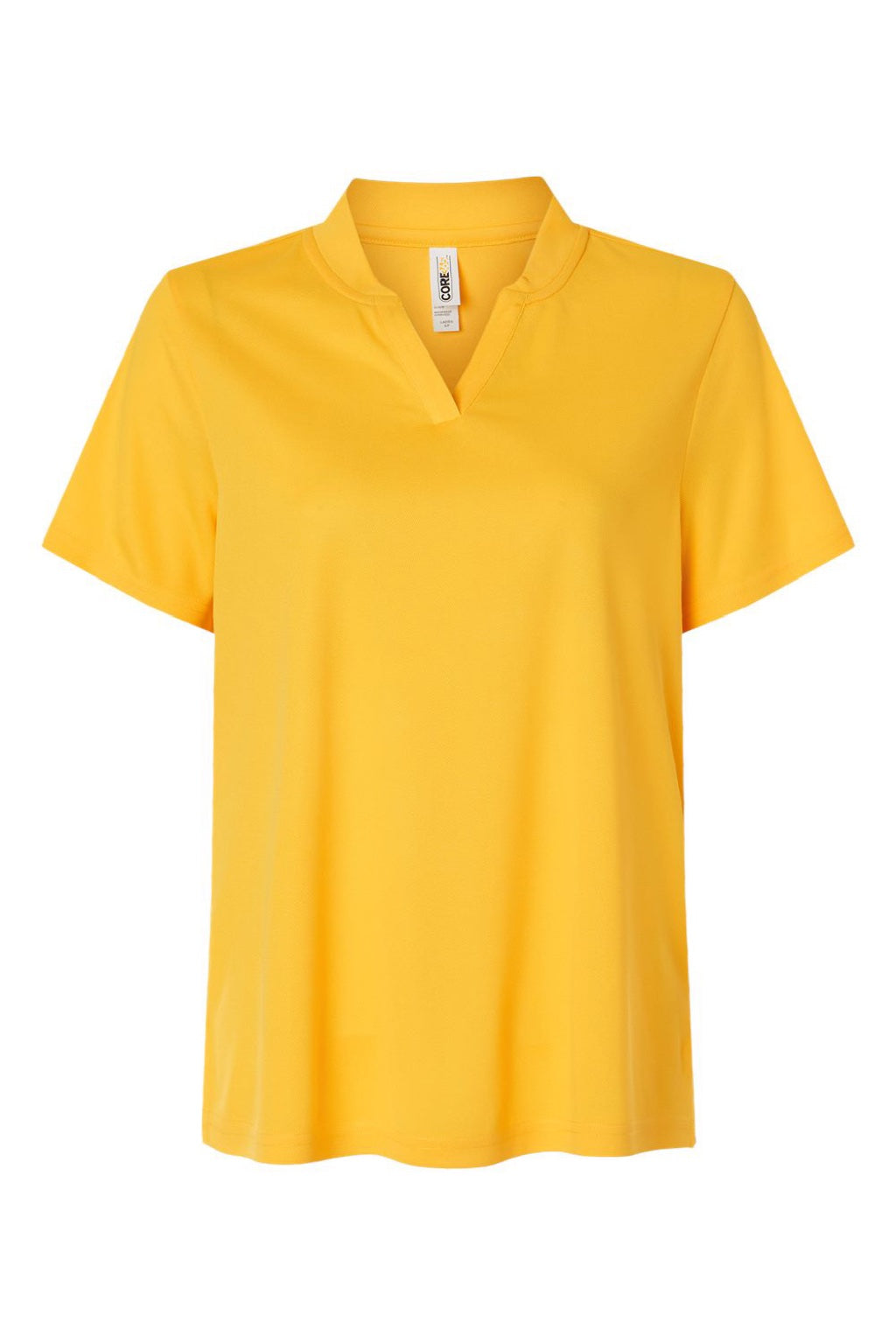 Core 365 CE108W Womens Nova Performance Pique Short Sleeve Polo Shirt Campus Gold Flat Front