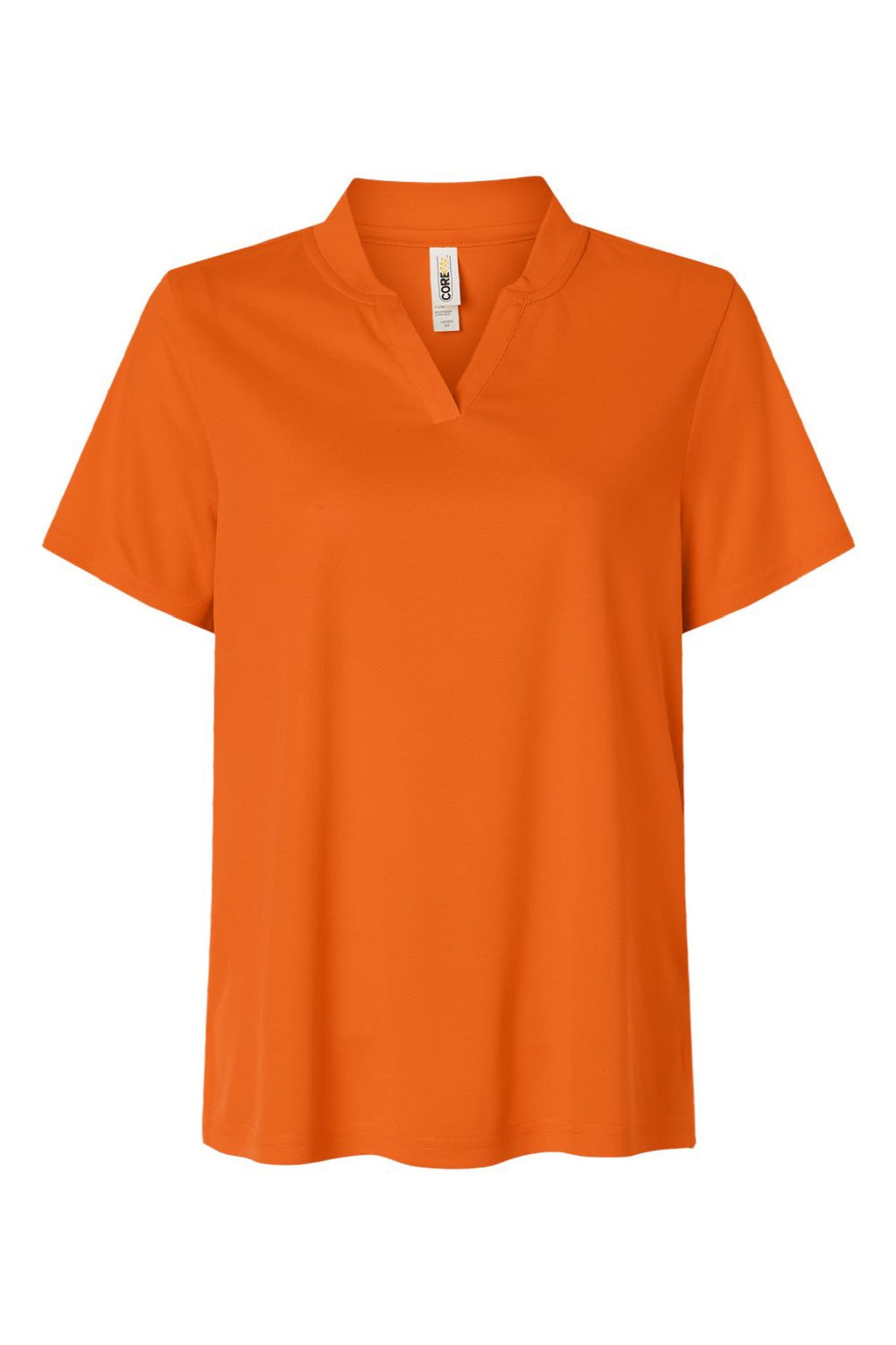 Core 365 CE108W Womens Nova Performance Pique Short Sleeve Polo Shirt Campus Orange Flat Front