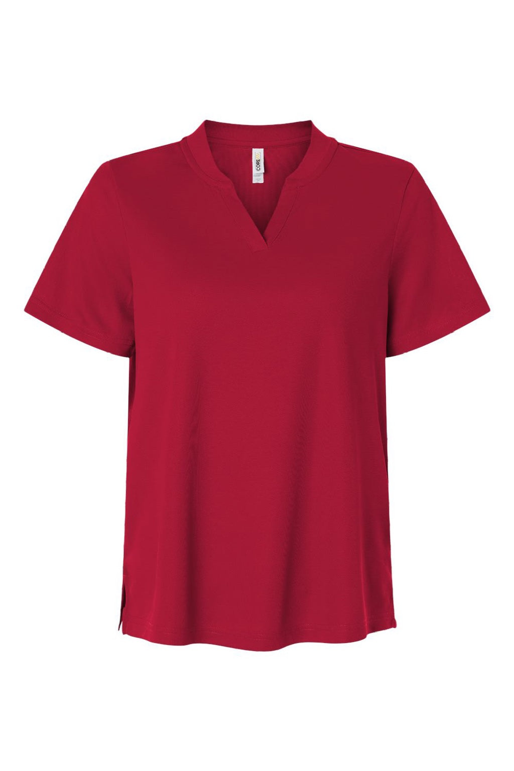 Core 365 CE108W Womens Nova Performance Pique Short Sleeve Polo Shirt Classic Red Flat Front