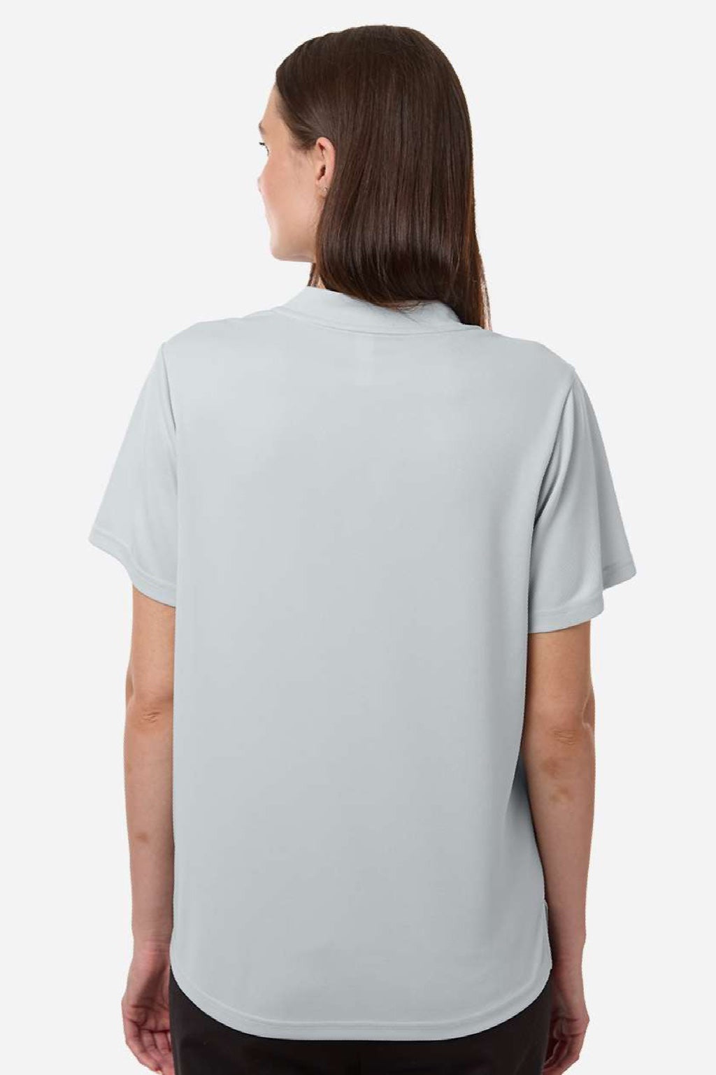 Core 365 CE108W Womens Nova Performance Pique Short Sleeve Polo Shirt Platinum Grey Model Back