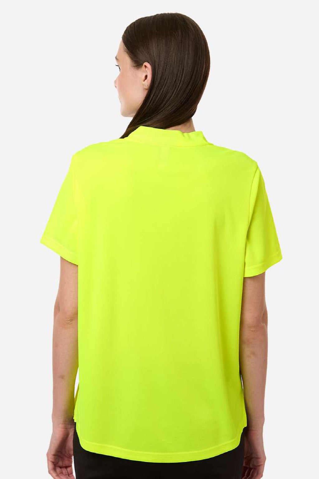 Core 365 CE108W Womens Nova Performance Pique Short Sleeve Polo Shirt Safety Yellow Model Back