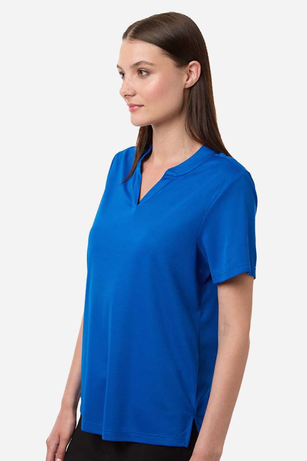 Core 365 CE108W Womens Nova Performance Pique Short Sleeve Polo Shirt True Royal Blue Model Side
