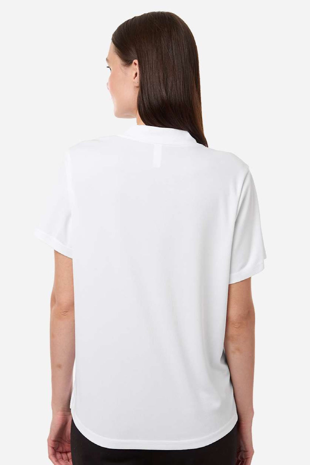 Core 365 CE108W Womens Nova Performance Pique Short Sleeve Polo Shirt White Model Back