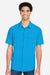 Core 365 CE510 Mens Ultra UVP Marina Short Sleeve Button Down Shirt w/ Double Pockets Electric Blue Model Front