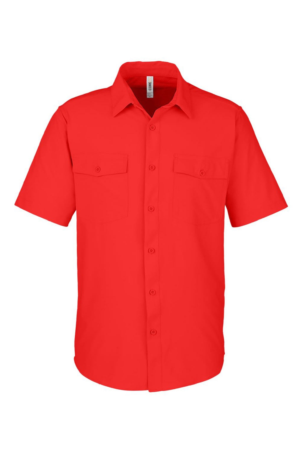 Core 365 CE510 Mens Ultra UVP Marina Short Sleeve Button Down Shirt w/ Double Pockets Marina Red Flat Front