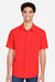 Core 365 CE510 Mens Ultra UVP Marina Short Sleeve Button Down Shirt w/ Double Pockets Marina Red Model Front
