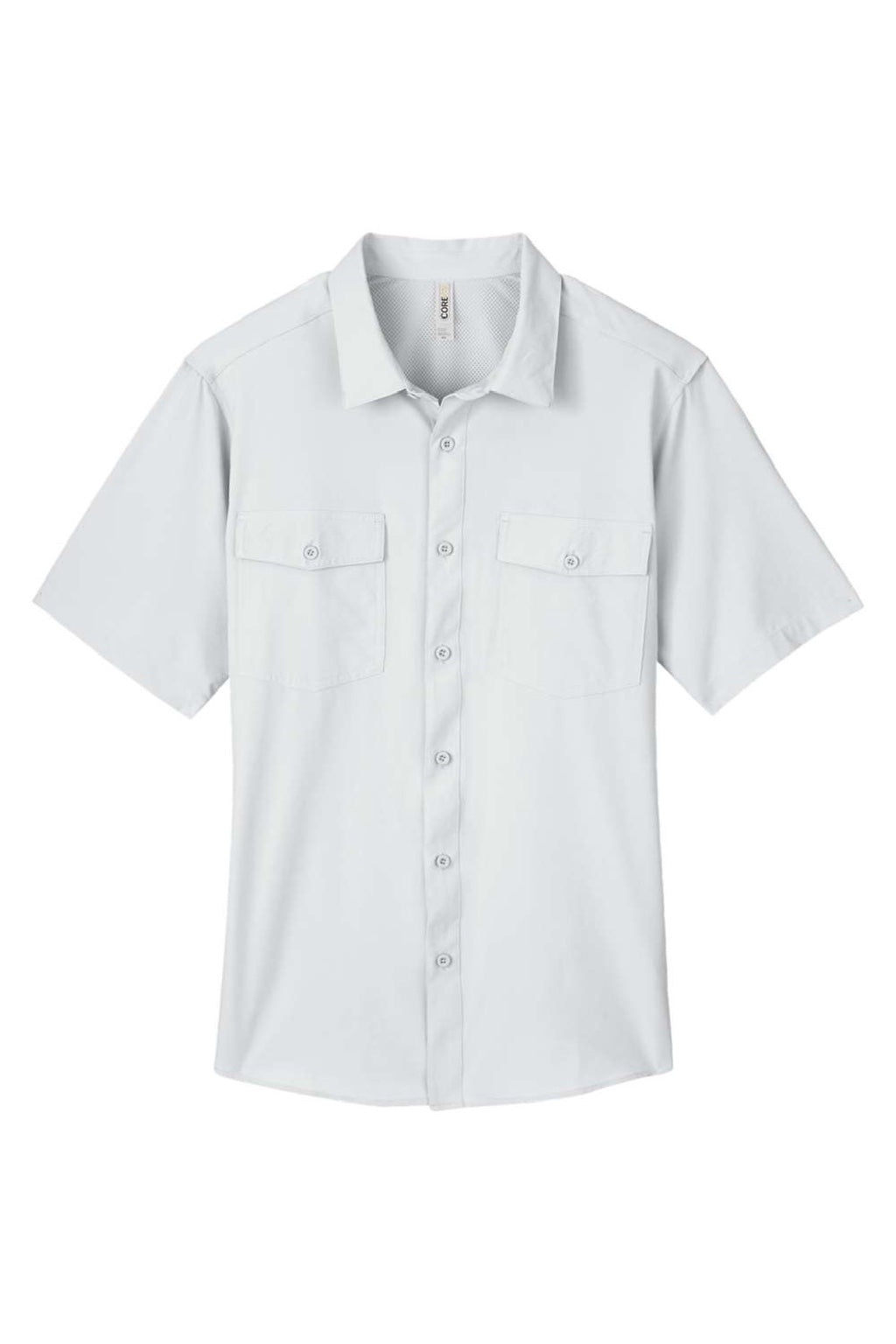 Core 365 CE510 Mens Ultra UVP Marina Short Sleeve Button Down Shirt w/ Double Pockets Platinum Grey Flat Front