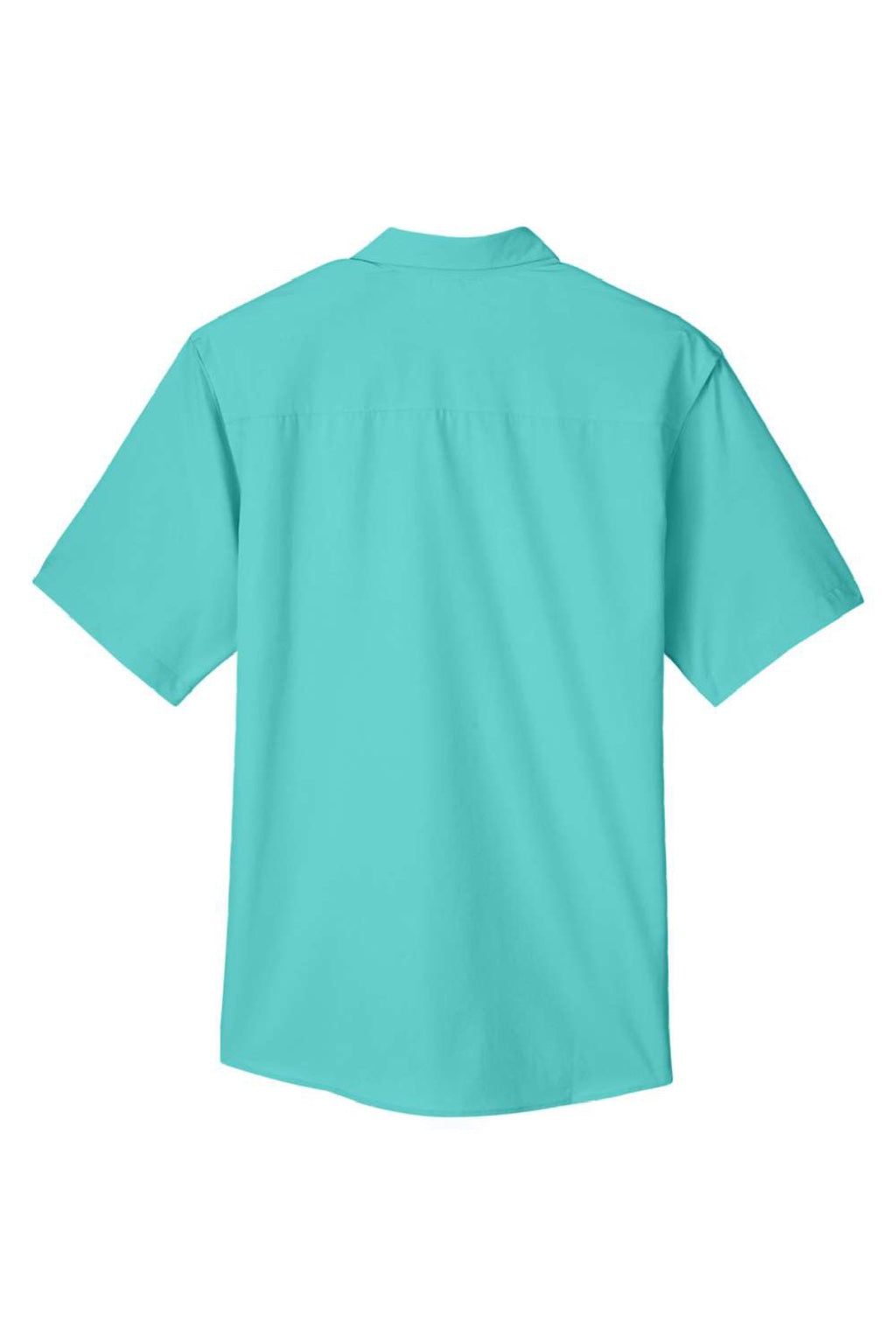 Core 365 CE510 Mens Ultra UVP Marina Short Sleeve Button Down Shirt w/ Double Pockets Sea Glass Blue Flat Back