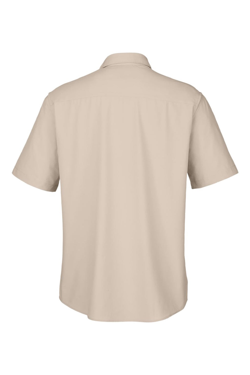 Core 365 CE510 Mens Ultra UVP Marina Short Sleeve Button Down Shirt w/ Double Pockets Stone Brown Flat Back