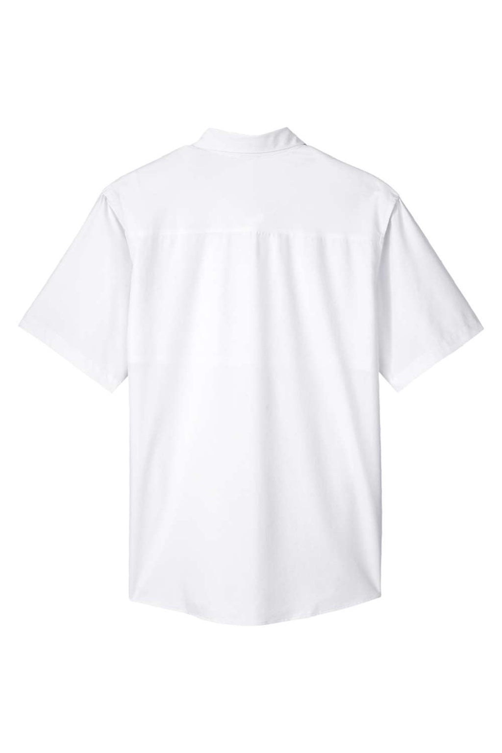 Core 365 CE510 Mens Ultra UVP Marina Short Sleeve Button Down Shirt w/ Double Pockets White Flat Back