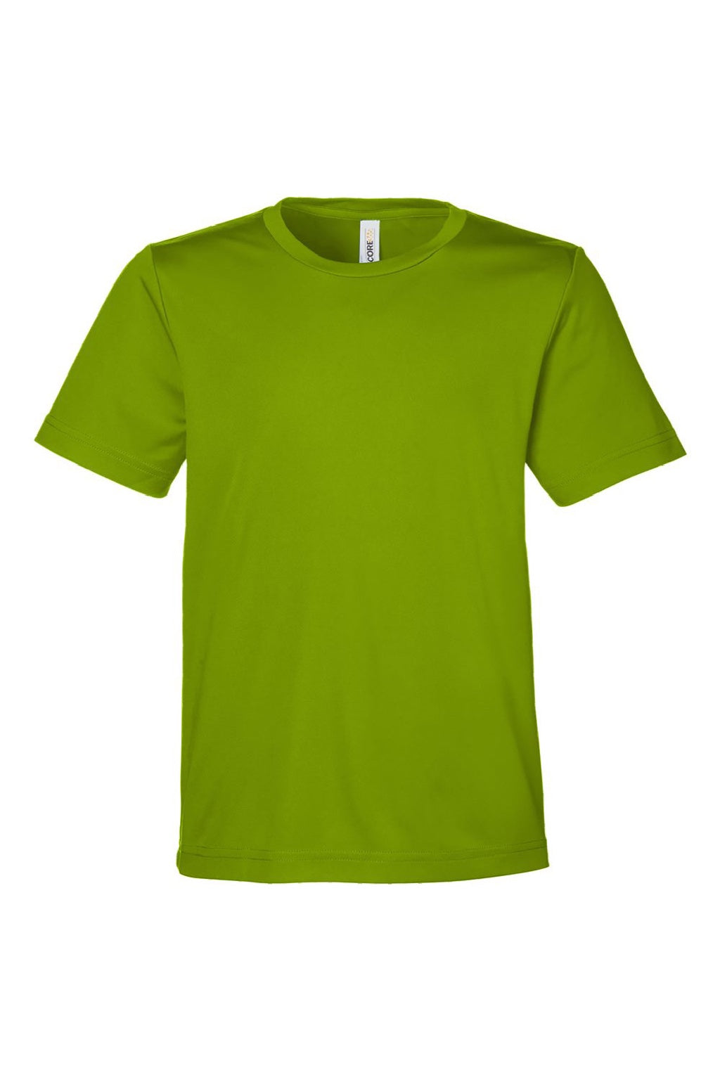 Core 365 CE10Y Youth Capital Performance Short Sleeve Crewneck T-Shirt Acid Green Flat Front