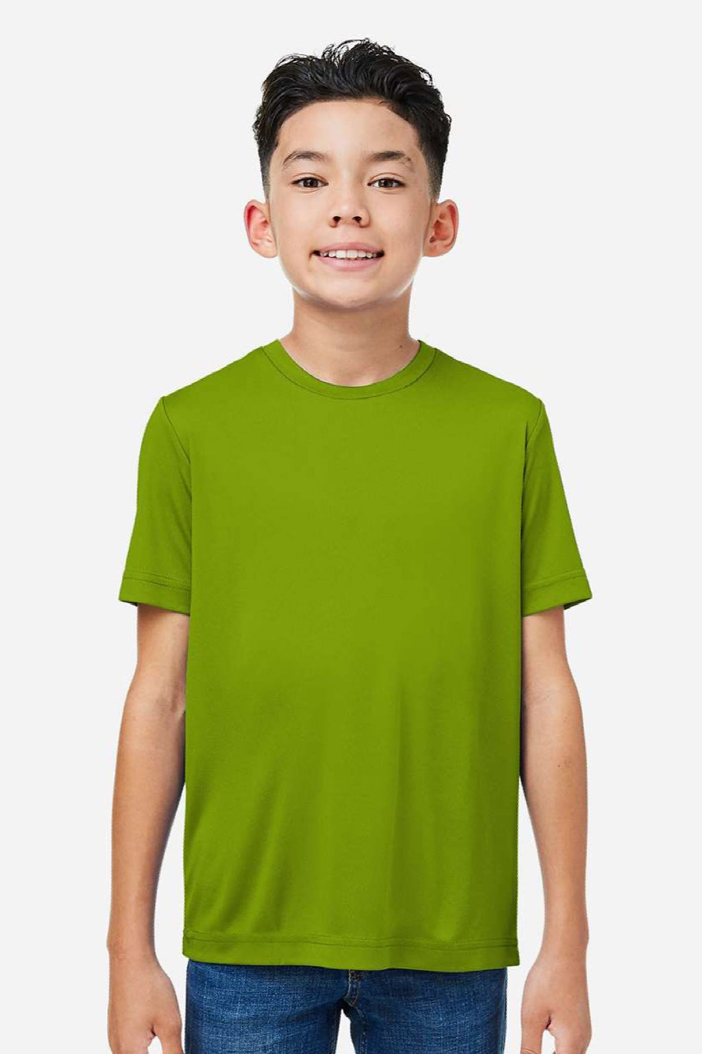 Core 365 CE10Y Youth Capital Performance Short Sleeve Crewneck T-Shirt Acid Green Model Front