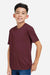 Core 365 CE10Y Youth Capital Performance Short Sleeve Crewneck T-Shirt Burgundy Model Side