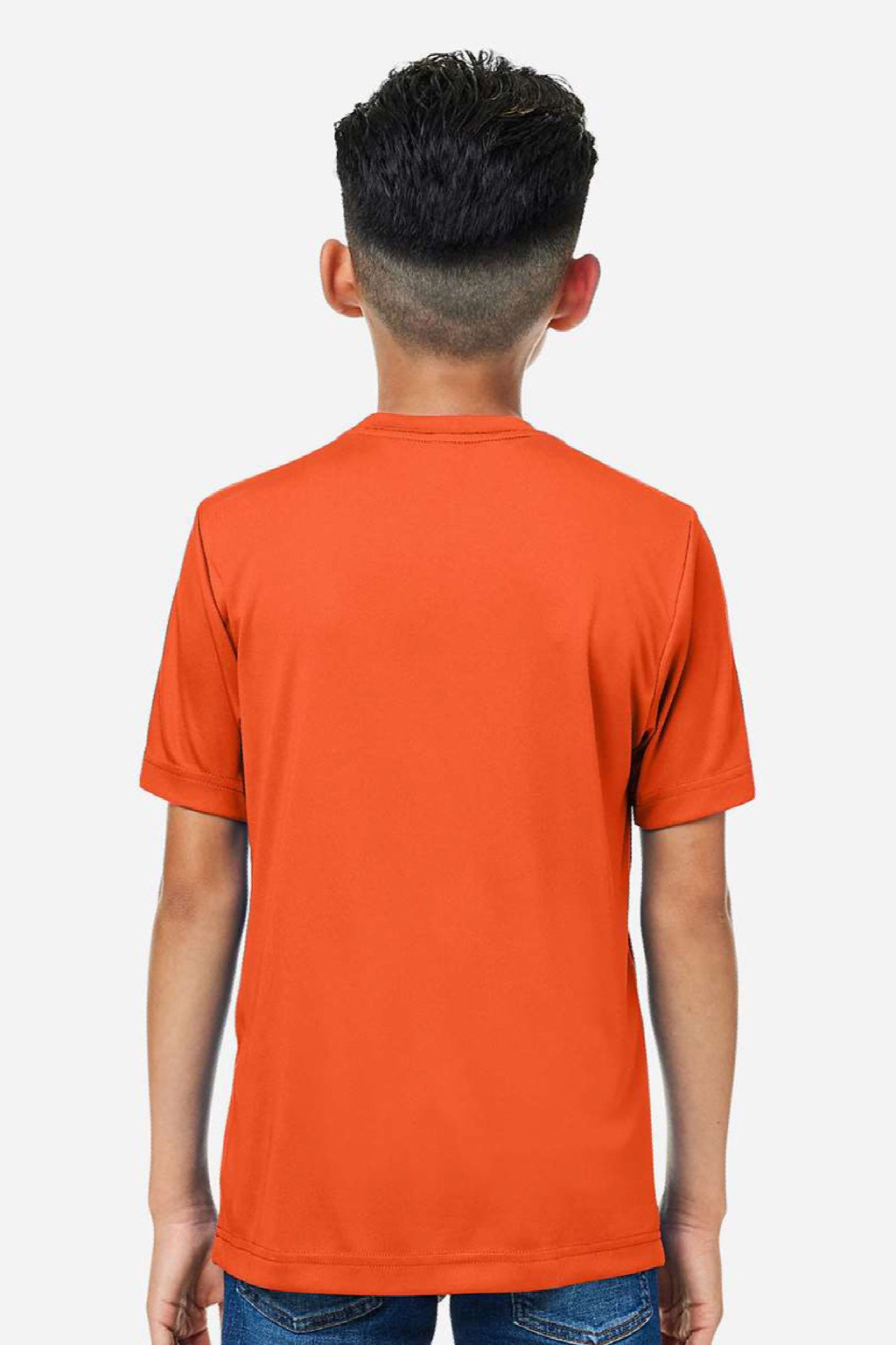 Core 365 CE10Y Youth Capital Performance Short Sleeve Crewneck T-Shirt Campus Orange Model Back