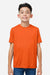 Core 365 CE10Y Youth Capital Performance Short Sleeve Crewneck T-Shirt Campus Orange Model Front