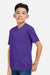 Core 365 CE10Y Youth Capital Performance Short Sleeve Crewneck T-Shirt Campus Purple Model Side