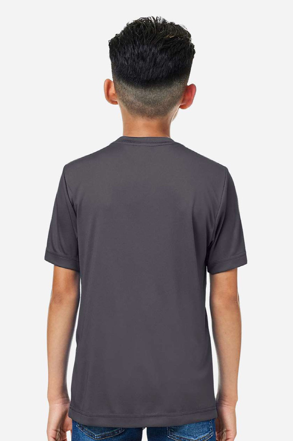 Core 365 CE10Y Youth Capital Performance Short Sleeve Crewneck T-Shirt Carbon Grey Model Back