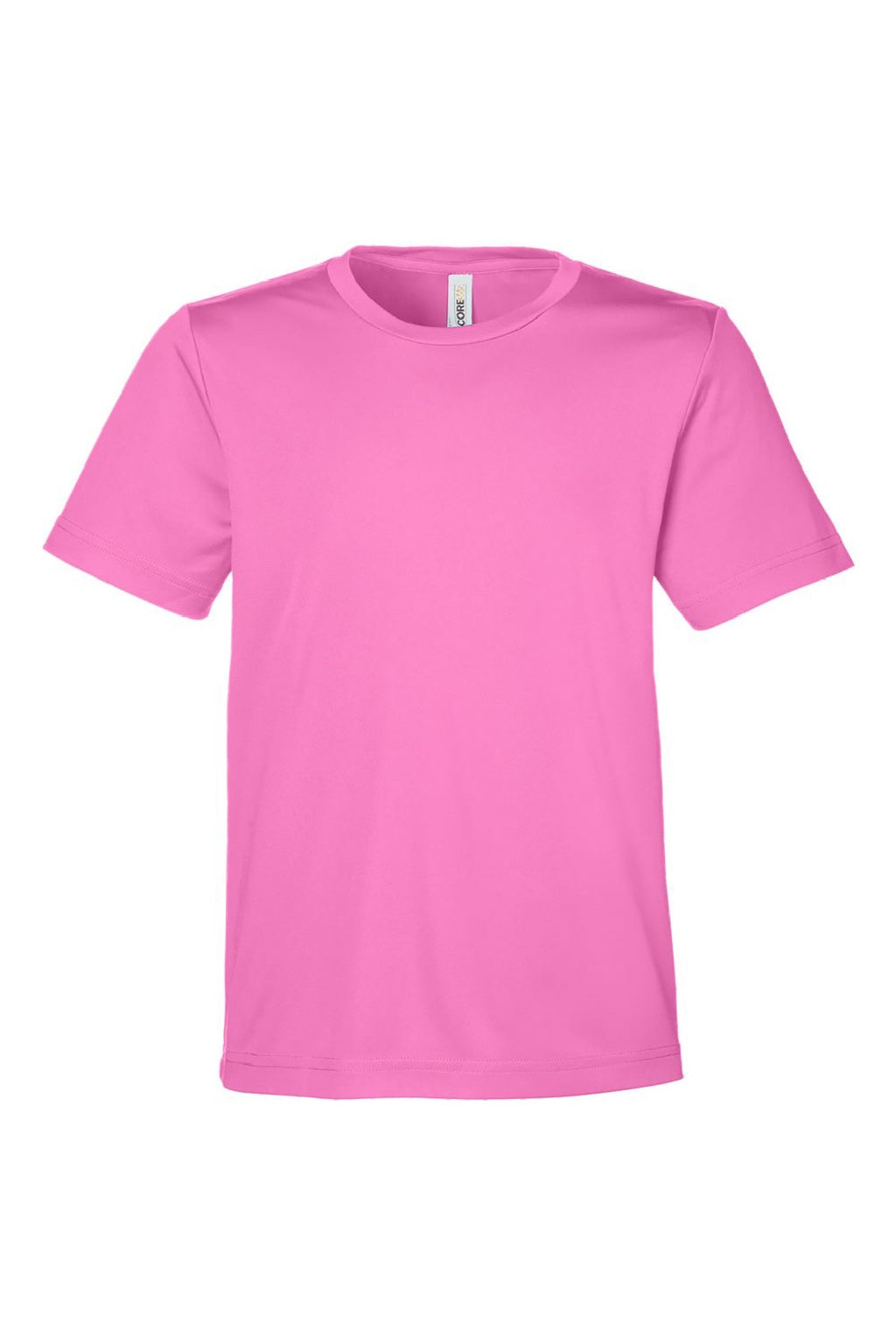 Core 365 CE10Y Youth Capital Performance Short Sleeve Crewneck T-Shirt Charity Pink Flat Front